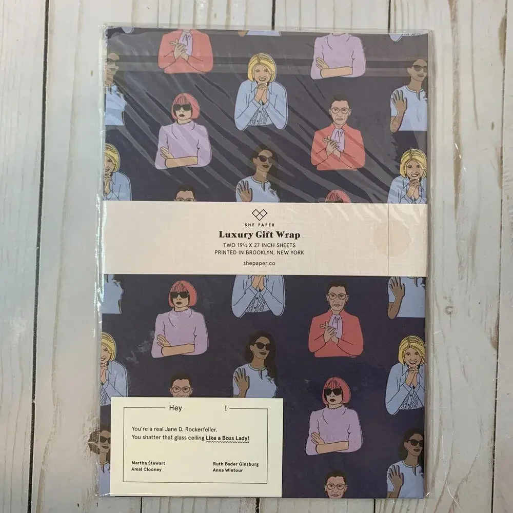 She Paper Boss Lady Luxury Gift Wrap RBG Martha Stewart 2 Sheets 19.5x27 New‎